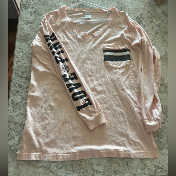 VS PINK Long Sleeve Pink Logo Pocket Tee shirt Small - Picture 7 of 9